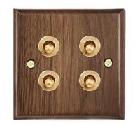 PokFhgur Retro Style 1-4Gang 2 Way Wood Double Universal Wall Toggle Switch Panel in Solid Walnut Electrical Power Outlet 4Gang 2Way