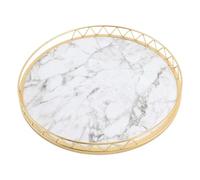 PokFhgur Round Household Snack Dried Fruit Plate Small Dry Tea Table Tabletop Storage Light Luxury Marble Pattern Tray, B,L