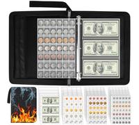 POKIENE 524 Pcs Coin Collection Album, Fireproof Coin Collection Book For Collectors, 512 Coins & 12 Bills Pockets For 1.18/1.38/1.77in & 7.68 * 3.35in, Coin Collecting Holder For Coin, Bill, Stamp