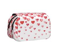 POKIKKJH Large Capacity Pencil Case Pencil Bag Falling Red Hearts Print Double Clamshell Pen Case