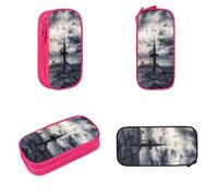 POKIKKJH Large Capacity Pencil Case Pencil Bag Giant Nuclear Ship Print Double-Zipper Pen Case