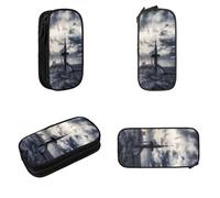 POKIKKJH Large Capacity Pencil Case Pencil Bag Giant Nuclear Ship Print Double-Zipper Pen Case