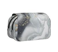 POKIKKJH Large Capacity Pencil Case Pencil Bag Grey Marble Stripe Print Double Clamshell Pen Case
