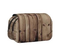 POKIKKJH Large Capacity Pencil Case Pencil Bag Wood Grain Print Double Clamshell Pen Case