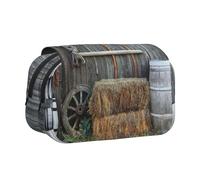 POKIKKJH Large Capacity Pencil Case Pencil Bag Wooden Barn Countryside Print Double Clamshell Pen Case