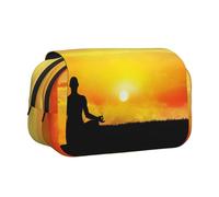 POKIKKJH Large Capacity Pencil Case Pencil Bag Yoga Meditation Print Double Clamshell Pen Case
