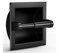 POKIM Matte Black Recessed Toilet Paper Holder/Tissue Paper Holder Stainless Steel Toilet Paper Holder in Wall for Bathroom Accessories Rear Mounting Bracket Included