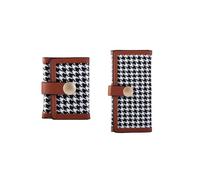Pokinge 2 Pcs Plaid Wallet, PU Leather Card Holder Pounch Multi Layer Card Organizer Bag Korean Style Pocket Portable Fashion Coin Purse, Brown, Modern