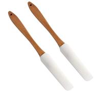 Pokinge 2pcs Silicone Cream Spatula Durable Baking Scraper with Wood Handle Utensil Spatula Cream Butter Removable Spatula Batter Mixer Pastry Tool