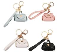 Pokinge 4Pcs Mini Bag Keychain Creative Keyring Headphone Bag Mini Coin Purse Key Chain Pendant Storage Bag for Women Girls, Multicolor, S