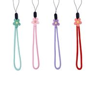 Pokinge 4pcs Wrist Hand Phone Lanyard Short Nylon Flowers Phone Strap Loop Soft Mobile Phone Charms Hanging Rope Keys Rope