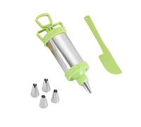 Pokinge 6Pcs Icing Piping Nozzle Syringe Scraper Stainless Steel Cream Press Mould Cupcake Pastry Fondant Decoration Nozzle Cookie Kitchen Baking Tool