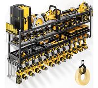 POKIPO Large Power Tool Organizer Wall Mount, Heavy Duty 4 Tier Drill Holder, Garage Tool Organizer and Storage, Suitable Tool Rack for Workshop, Workbench