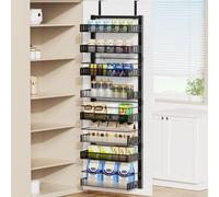 POKIPO 8-Tier Over the Door Pantry Organizer, 2 in 1 Large Door Spice Rack with Adjustable Metal Baskets, Heavy Duty Hanging or Wall Mounted Storage Organizer for Kitchen Pantry and Room Wall