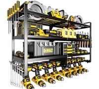 POKIPO Large Power Tool Organizer Wall Mount, Heavy Duty Widen Drill Holder, 4 Layers Cordless Tool Storage Rack, Utility Racks Shelf for Garage
