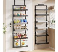 POKIPO Over the Door Pantry Organizer, 6-Tier Large Wall Mounted Storage Spice Rack, Heavy-Duty Metal Adjustable Hanging Baskets for Pantry, Bedroom, Bathroom, Living Room, Kitchen