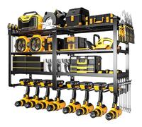 POKIPO Power Tool Organizer Wall Mount, Extended Large Heavy Duty 8 Drill Holder, 4 Layer Garage Tool Organizer and Storage, Utility Racks Suitable for Workshop, Garage Cordless Drill