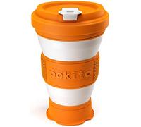pokito Pop Up/Collapsible/Reusable/Eco-Friendly/Folding 3-Sizes-in-1 Travel Cup/Mug with Leak-Proof Lid for Hot and Cold Drinks (Fits in Pocket or Bag; Great Gift for Coffee or Tea Lovers), Pumpkin