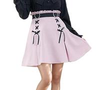 Pokn Jirai Kei Lolita Fashion Y2K Cutecore Kawaii Mini Short Goth High Waisted Ruffle A Line Skirt, Pink, XXL