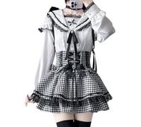 Pokn Lolita Shirts Jirai Kei Fashion Kawaii Clothing Cutecore Shirts Women Lace Mesh Sheer Short Sleeve Blouse Gothic, White, M
