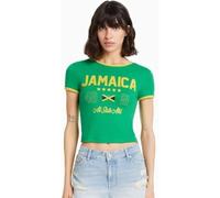 Pokn Vintage Graphic Baby Tees for Women Brazil Shirt Y2k Tops Mexico Crop Jersey 2000s Summer Going Out Tops, Jamaica-a, S