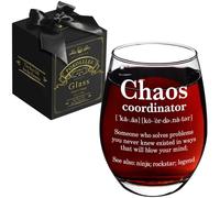 Pokolllee Chaos Coordinator Wine Glass 15oz, Thank You Gifts for Manager Assistant Administrative Professional Teacher Appreciation Mothers Day Gifts Valentines Day Gifts for Coworkers (Wine White)