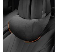 POKSRI 1P Car Neck Pillow for headrests, Suede Support Head Pillows for Driving,Plant-Based Polyester,11.8x6inch Drive Vehicle Cushion Seats(Black Color)