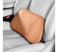 POKSRI 1P Lumbar Support Pillow,15.5x8.7inch Memory Foam,Superfiber Suede,Drive car Back Pillows,seat,Office,Rest,Improve Posture(Orange-Brown)