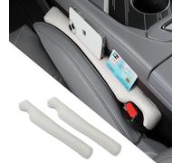 POKSRI 2PCS Car Seat Gap Filler,Flame-Retardant Leather fill Gap Strip, Anti-Drop Stopper seat Space,Fits tightly and matches original car style,Width Adjustable 1.4-2.4inch Wide(Grey)