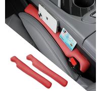 POKSRI 2PCS Leather Car Seat Gap Filler Organizer,Gap Plug Box for car seat Space,Fill Between Gap Strip,Fits Gaps 3.5-6cm(1.4-2.4 in) Wide (Wine)