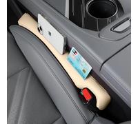 POKSRI 2PS Leather Car Seat Gap Filler organizer,Gap plug box for car seat space,fill between gap (Beige)