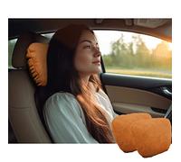 POKSRI Car Neck Pillow for headrests, Superfiber Suede Support Head Pillows,Plant-Based Polyester,11.8x7.5 refillable&Multiple&Adjustable Drive Vehicle Cushion Seats(Orange Brown,Neck Pillow 2pcs)