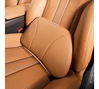 POKSRI Genuine Cowhide Leather Lumbar Support Pillow,15.5x8.7 Memory Foam True Cow Leather Drive car Back Pillows,seat,Office,Rest,Improve Posture(Orange-Brown,1p)