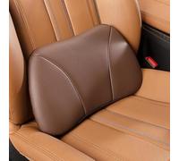 POKSRI Genuine Cowhide Leather Lumbar Support Pillow,15.5x8.7Memory Foam True Cow Leather Drive car Back Pillows,seat,Office,Rest,Improve Posture(Coffee,1p)