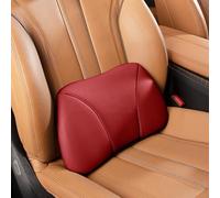 POKSRI Genuine Cowhide Leather Lumbar Support Pillow,8.7x15.5 Memory Foam True Cow Leather Drive car Back Pillows,seat,Office,Rest,Improve Posture(Wine,1p)