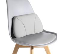 POKSRI Genuine Cowhide Leather Lumbar Support Pillow,8.7x15.5 Memory Foam True Cow Leather Drive car Back Pillows,seat,Office,Rest,Improve Posture(Grey,1p)