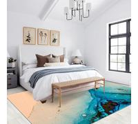POKXAEU Abstract Blue Brown Area Rugs Doormat Ombre Vintage Marble Indoor Entryway Rugs Soft Faux Wool Non Slip Washable Floor Mat Accent Carpet for Living Room Front Door Hallway Decor 90x120cm