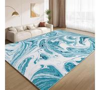 POKXAEU Abstract Blue Swirls Area Rugs Fluid Blue White Marble Machine Washable Rugs for Living Room Soft Non Slip Easy to Clean Carpet for Bedroom Nursery Study Classroom Office 150x210cm