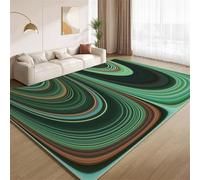 POKXAEU Abstract Green Brown Area Rugs Doormat Arch Wave Stripes Indoor Entryway Rugs Soft Faux Wool Non Slip Washable Floor Mat Accent Carpet for Living Room Front Door Hallway Decor 90x120cm