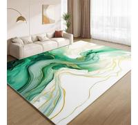POKXAEU Abstract Green Gold Area Rugs Doormat Fluid Golden Waves Indoor Entryway Rugs Soft Faux Wool Non Slip Washable Floor Mat Accent Carpet for Living Room Front Door Hallway Decor 90x120cm