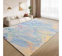 POKXAEU Abstract Grunge Watercolor Area Rugs Vintage Art Blue Washable Living Room Bedroom Rugs Soft Non Slip No Shedding Short Pile Carpet for Nursery Farmhouse Home Floor Hallway 120x150cm