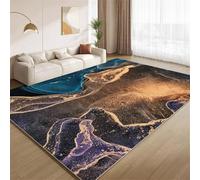 POKXAEU Black Gold Marble Area Rugs Doormat Abstract Blue Purple Fluid Indoor Entryway Rugs Soft Faux Wool Non Slip Washable Floor Mat Accent Carpet for Living Room Front Door Hallway Decor 90x120cm