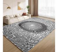 POKXAEU Black Growth Rings Area Rugs Optical Illusions Machine Washable Rugs for Living Room Soft Non Slip Easy to Clean Carpet for Bedroom Nursery Study Classroom Office 150x210cm