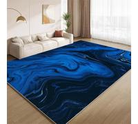 POKXAEU Blue Wave Marble Area Rugs Ocean Blue Swirl Stripes Washable Living Room Bedroom Rugs Soft Non Slip No Shedding Short Pile Carpet for Nursery Farmhouse Home Floor Hallway 120x150cm