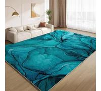 POKXAEU Blue Wavy Stripes Area Rugs Fluid Wave Marble Faux Wool Short Pile Rugs Washable Non Slip Carpet No Shedding Easy Care for Living Room Bedroom Kid's Room Office Hallway 180x240cm