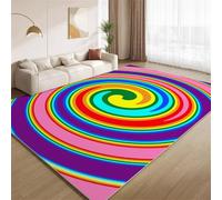 POKXAEU Colorful Striped Swirls Area Rugs Vintage Multi Circles Living Room Bedroom Rugs Soft Non Slip No Shedding Throw Mats Washable Floor Decor Carpet for Indoor Kitchen Hallway 90x150cm