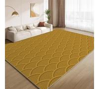POKXAEU Fish Scale Pattern Area Rugs Doormat Modern Golden Brown Indoor Entryway Rugs Soft Faux Wool Non Slip Washable Floor Mat Accent Carpet for Living Room Front Door Hallway Decor 90x120cm
