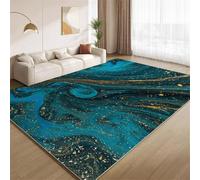 POKXAEU Luxury Green Gold Area Rugs Fluid Gold Foil Texture Washable Living Room Bedroom Rugs Soft Non Slip No Shedding Short Pile Carpet for Nursery Farmhouse Home Floor Hallway 120x150cm