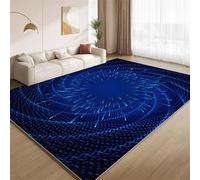 POKXAEU Modern Blue Neon Area Rugs Technological Speed Line Machine Washable Rugs for Living Room Soft Non Slip Easy to Clean Carpet for Bedroom Nursery Study Classroom Office 150x210cm