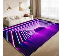 POKXAEU Modern Colorful Neon Area Rugs Purple Neon Tunnel Non Slip Floor Decor Carpet Soft Short Pile Accent Rugs for Inside House Living Room Bedroom Playroom Foyer Floor Mats 150x240cm